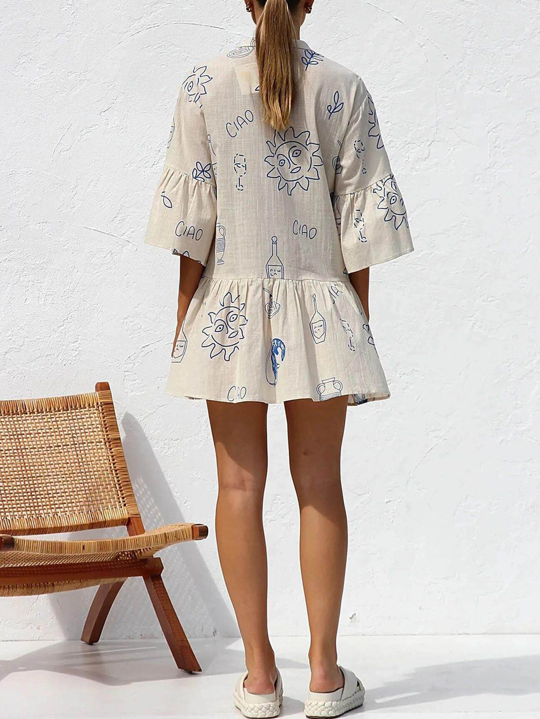 Kvinnors Mini Sundress | Botanisk Tryck