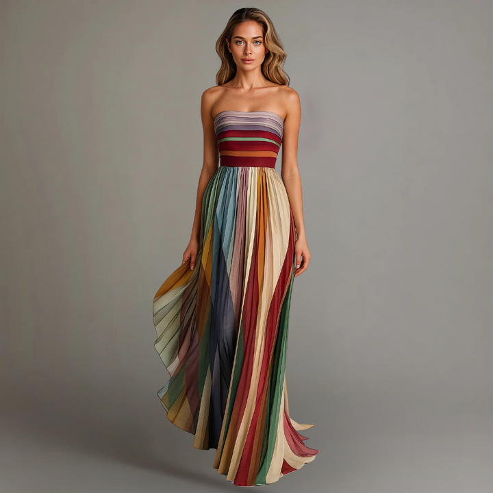 Kvinnors Klänning | Plisserad Maxi Strapless Design