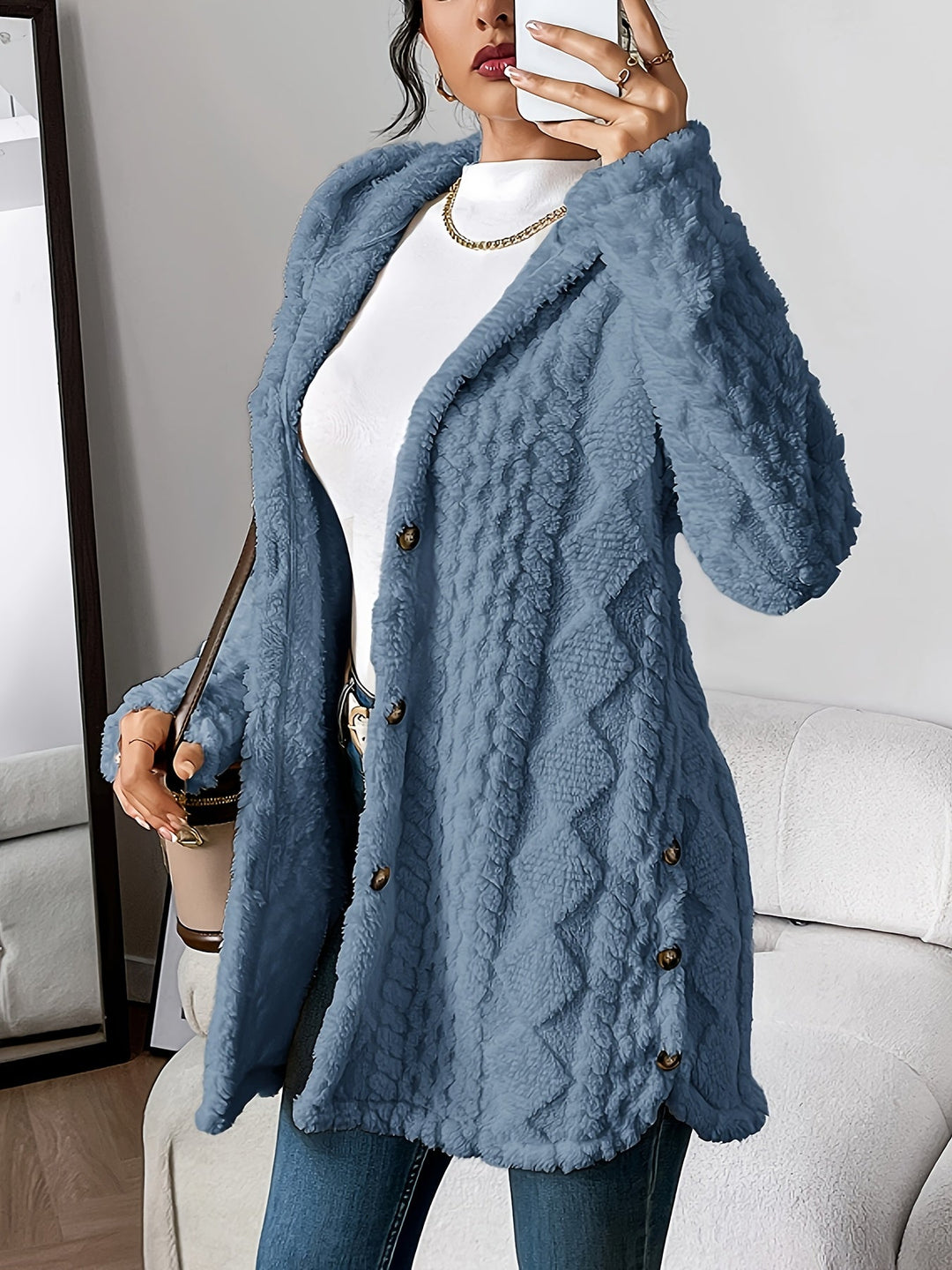 Kvinnors Kofta | Huva Casual Stil