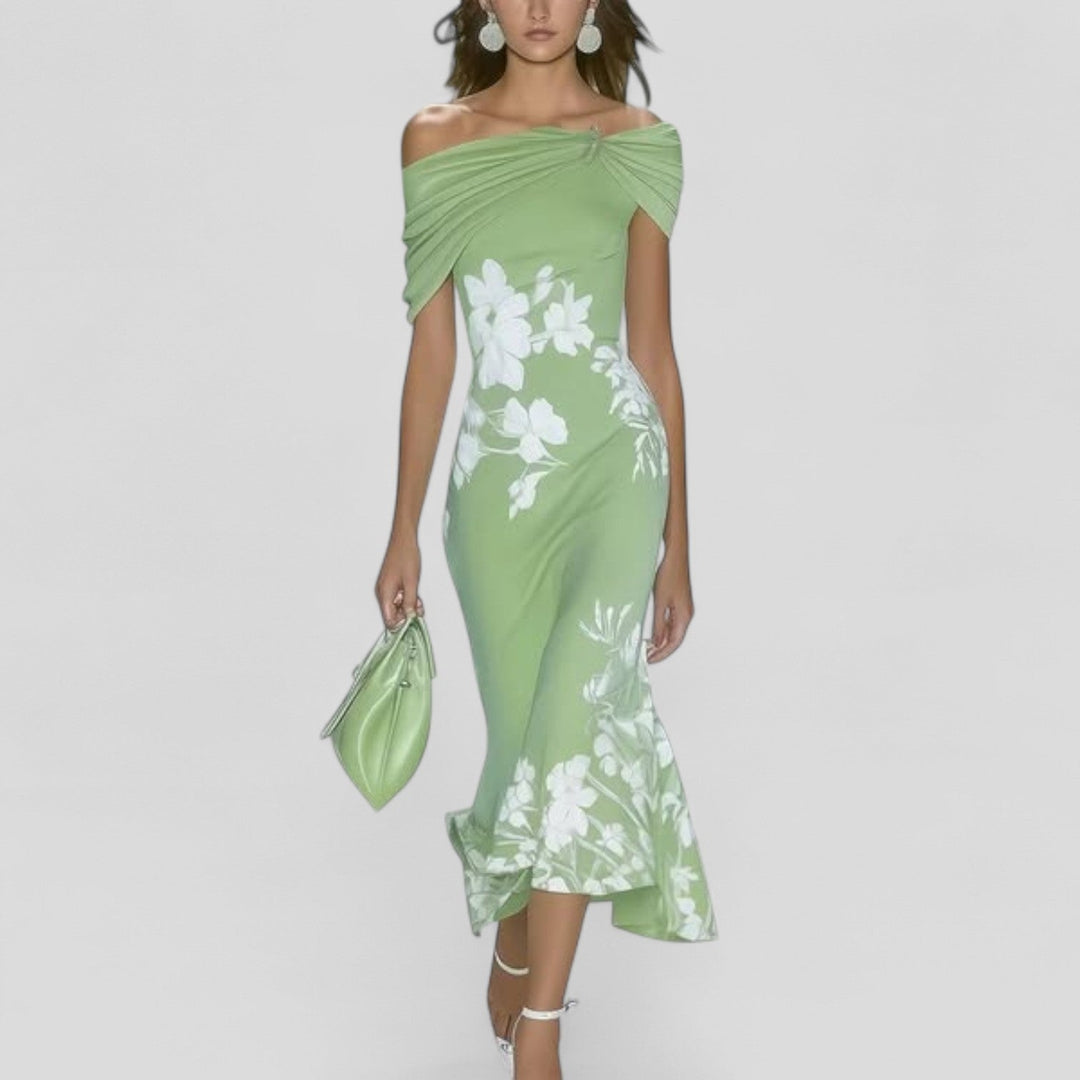 Kvinnors Bröllopsgäst Midi Klänning | Bodycon Blommig