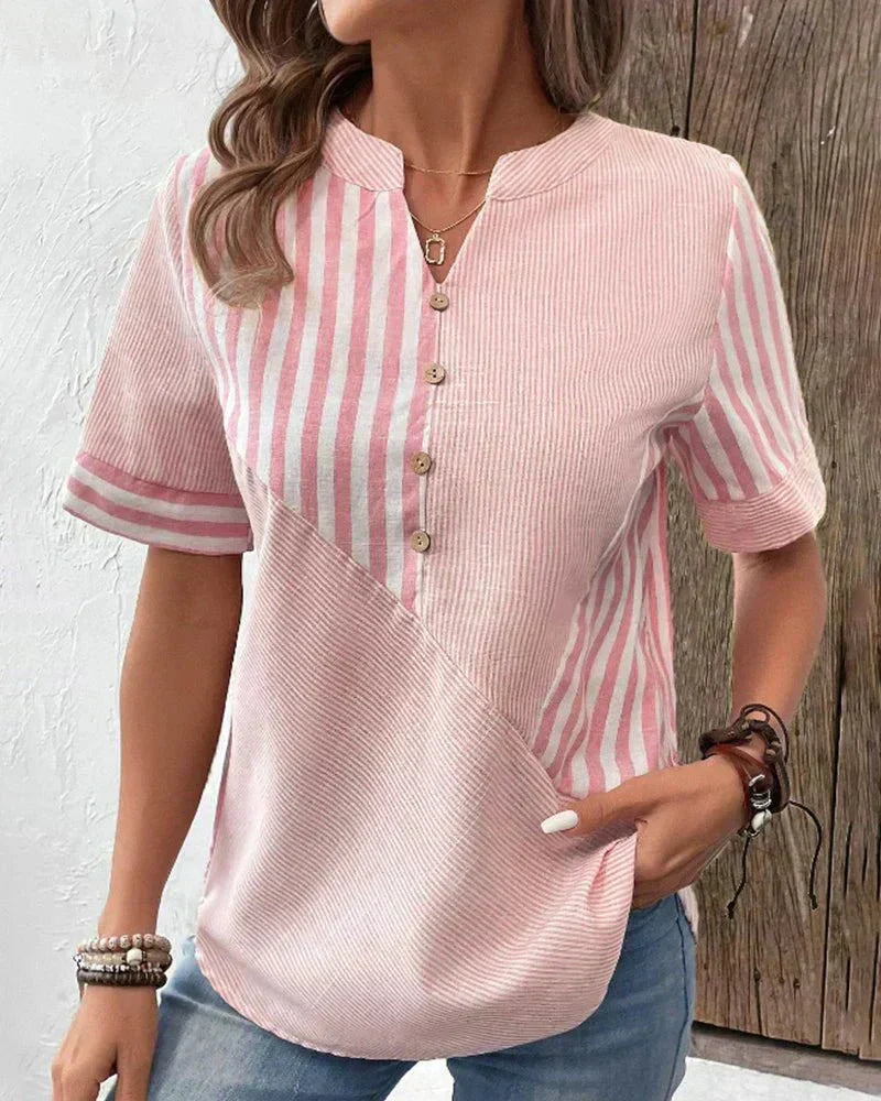 Kvinnors Blus | Randig Patchworkdesign