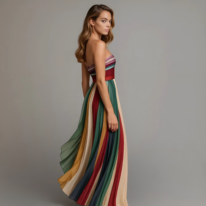 Kvinnors Klänning | Plisserad Maxi Strapless Design