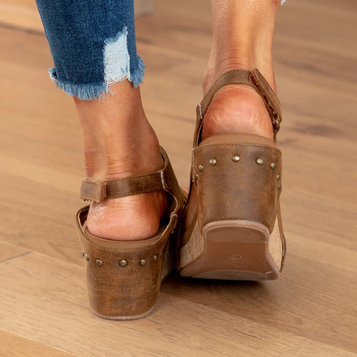 Sandaler För Kvinna | Öppen Tå Slingback Med Kilklack
