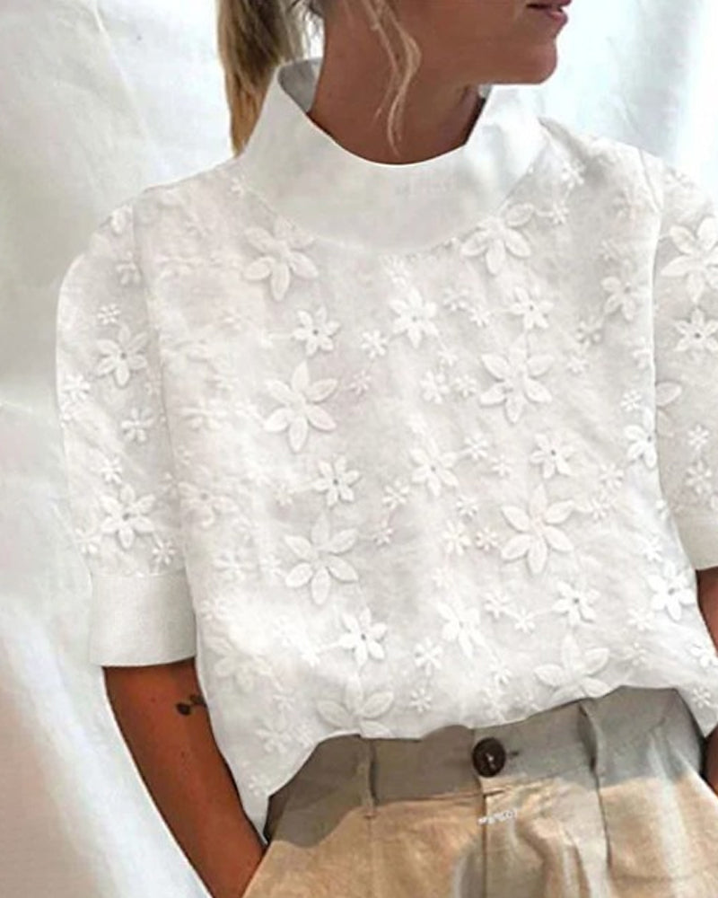 Kvinnors Blus | Broderad Ståkrage