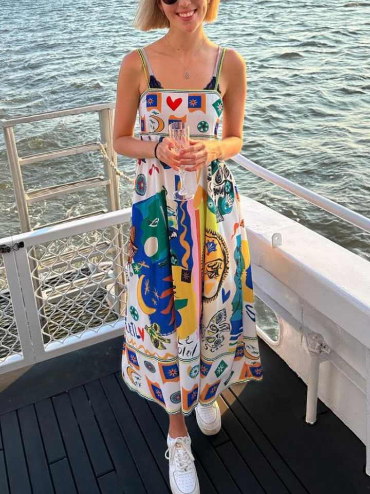 Kvinnors Boho Midi Klänning | Blommönstrad
