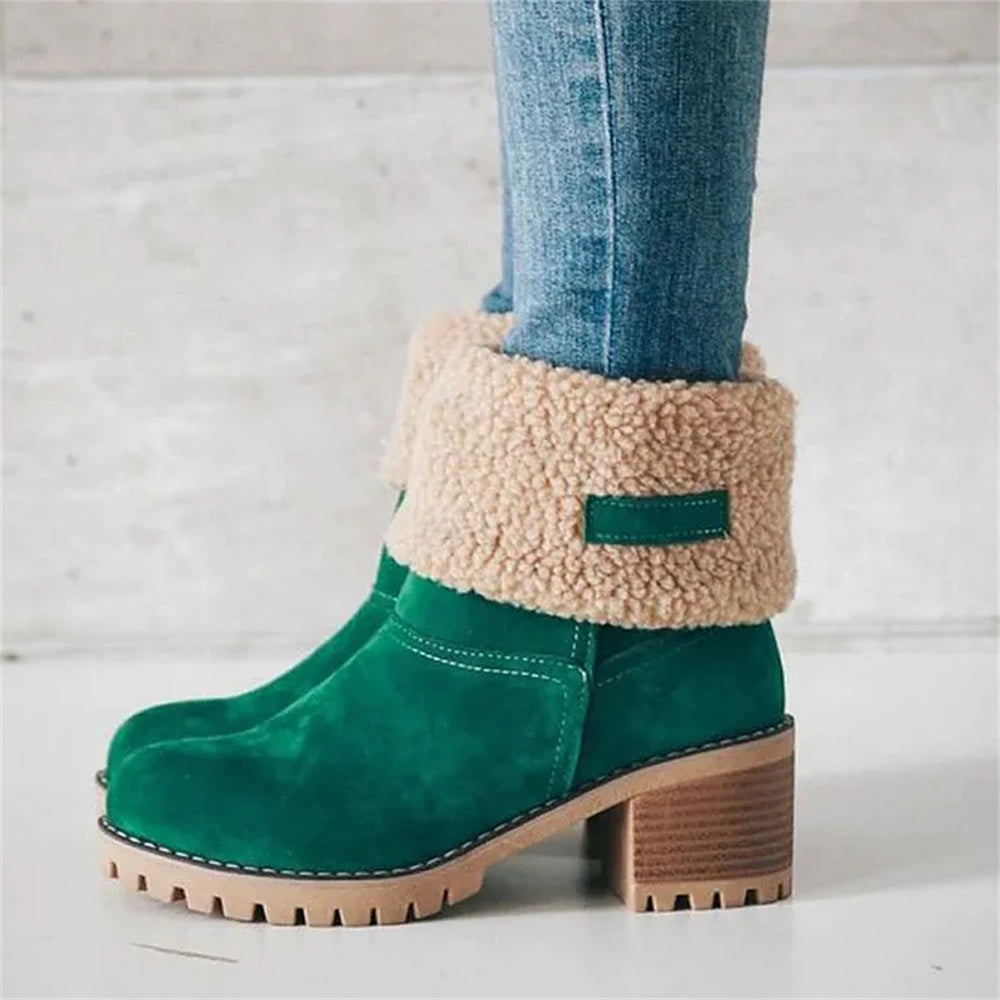 Kängor för kvinnor | Faux Shearling Cuff Ankelstil