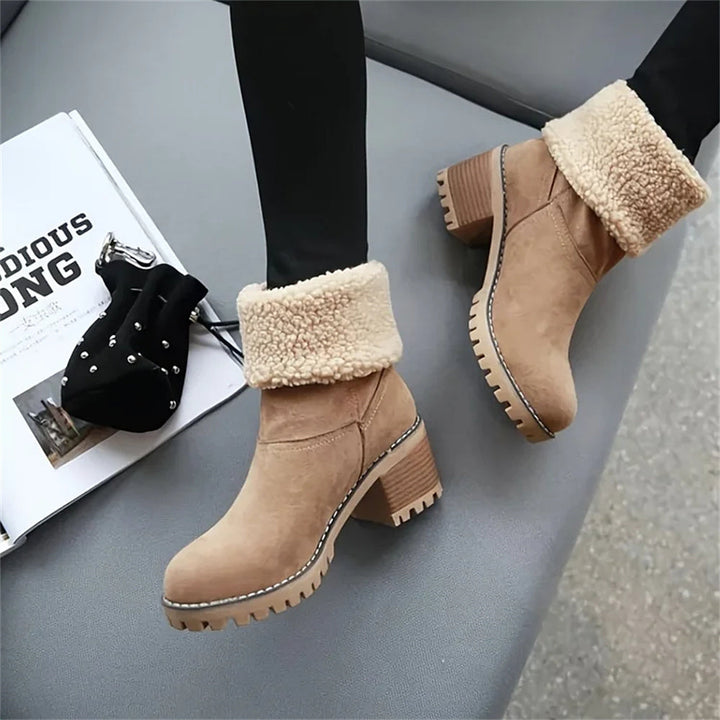 Kängor för kvinnor | Faux Shearling Cuff Ankelstil