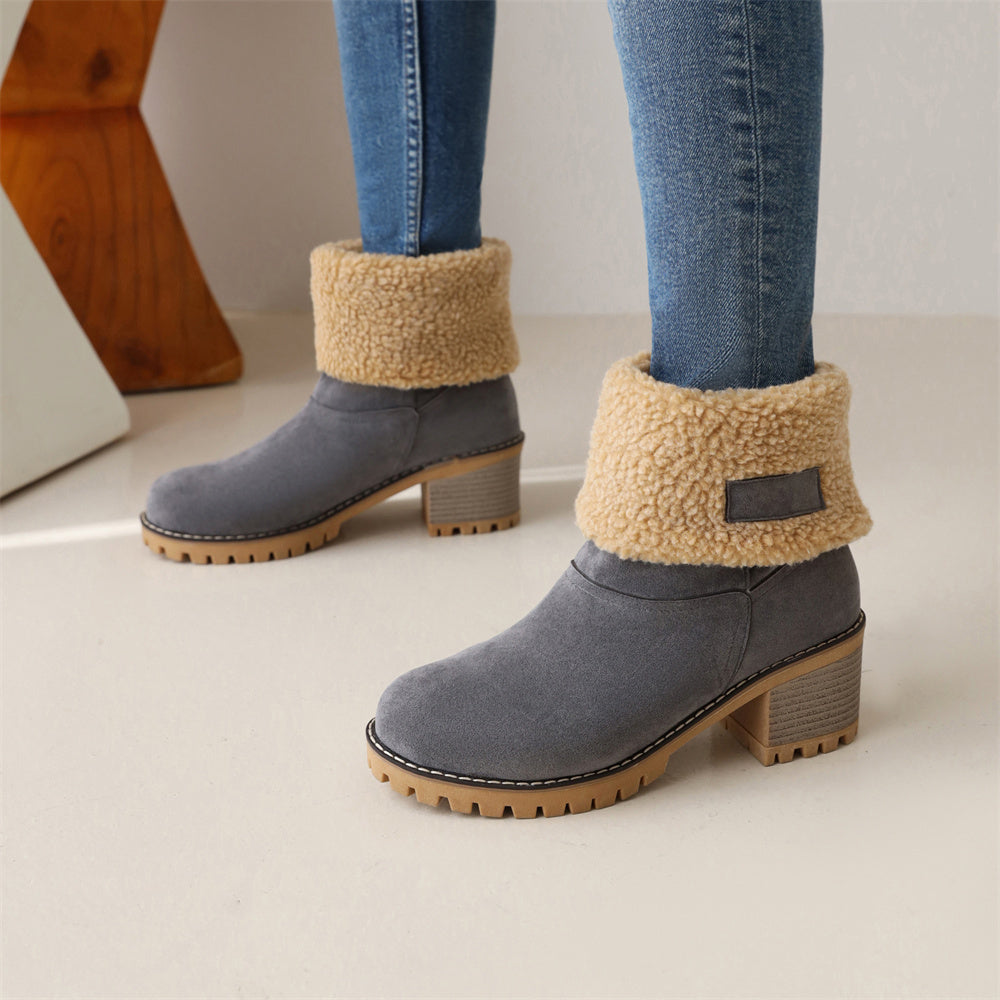 Kängor för kvinnor | Faux Shearling Cuff Ankelstil