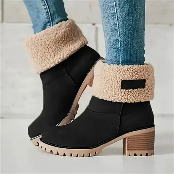 Kängor för kvinnor | Faux Shearling Cuff Ankelstil