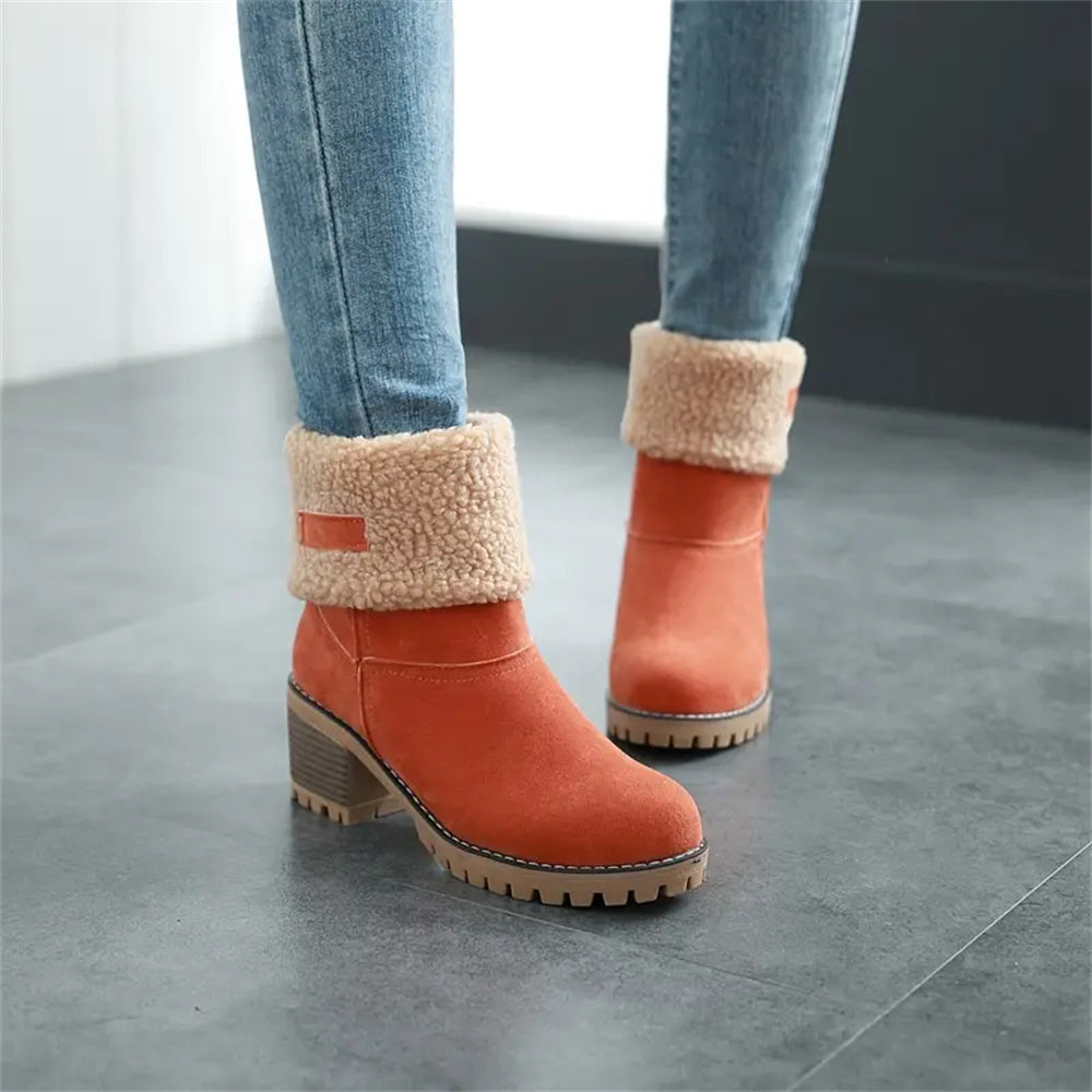 Kängor för kvinnor | Faux Shearling Cuff Ankelstil