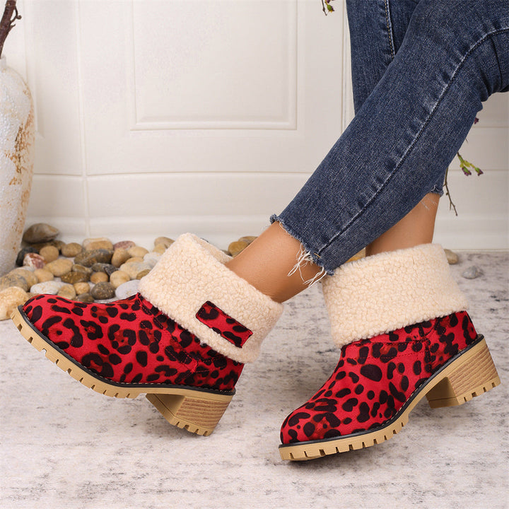 Kängor för kvinnor | Faux Shearling Cuff Ankelstil