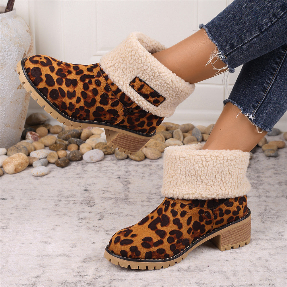 Kängor för kvinnor | Faux Shearling Cuff Ankelstil