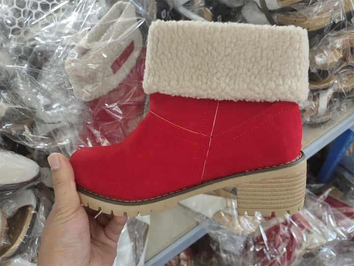 Kängor för kvinnor | Faux Shearling Cuff Ankelstil