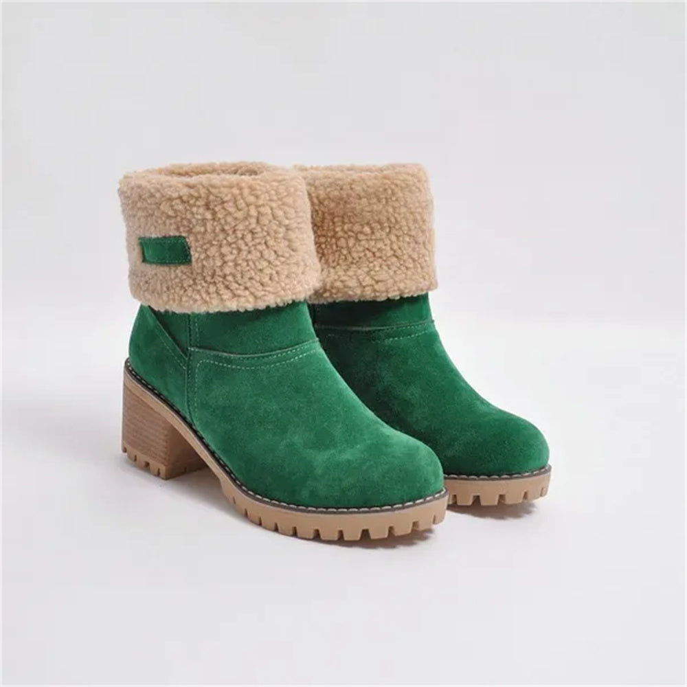 Kängor för kvinnor | Faux Shearling Cuff Ankelstil