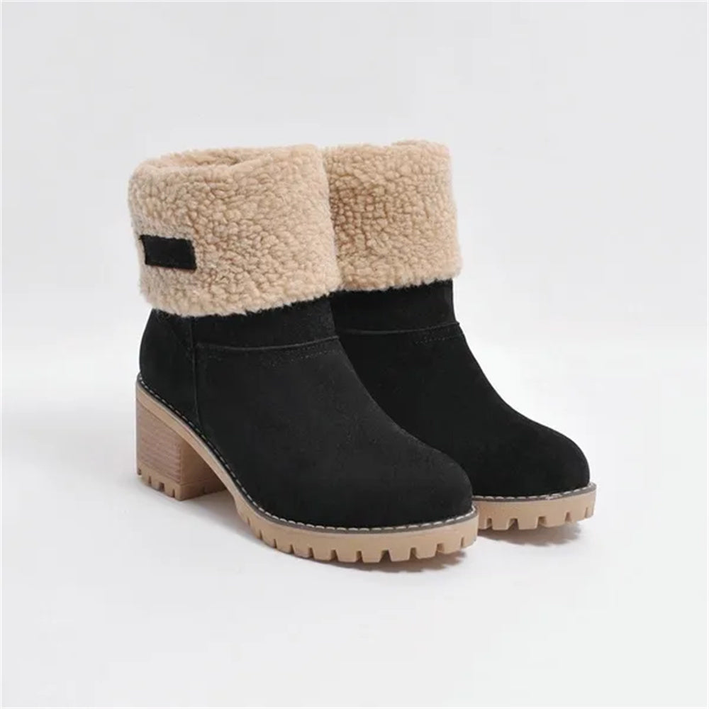 Kängor för kvinnor | Faux Shearling Cuff Ankelstil