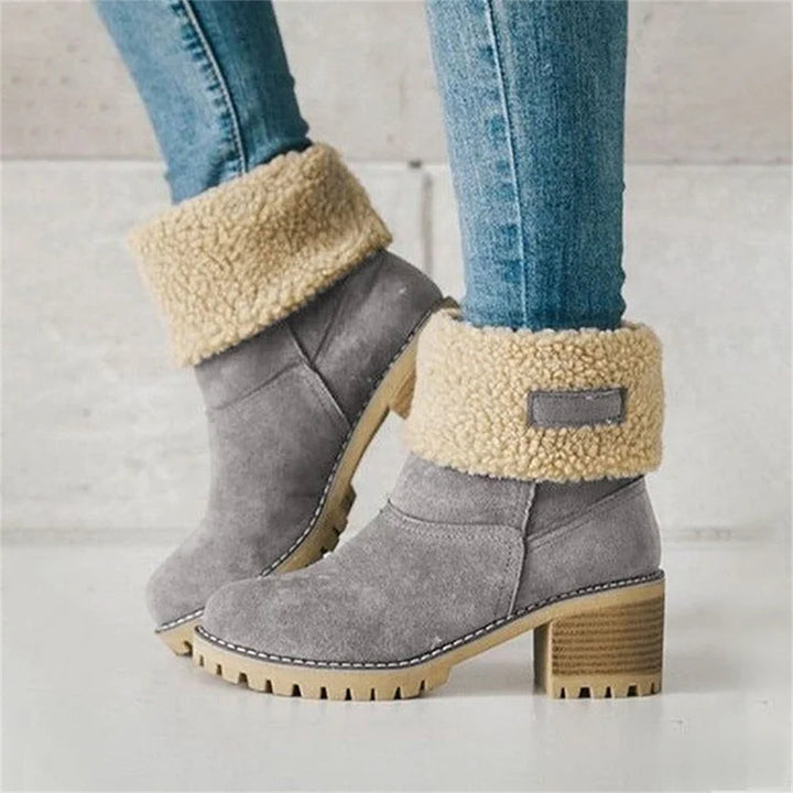 Kängor för kvinnor | Faux Shearling Cuff Ankelstil