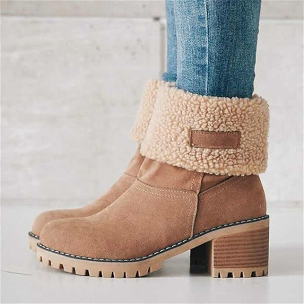 Kängor för kvinnor | Faux Shearling Cuff Ankelstil