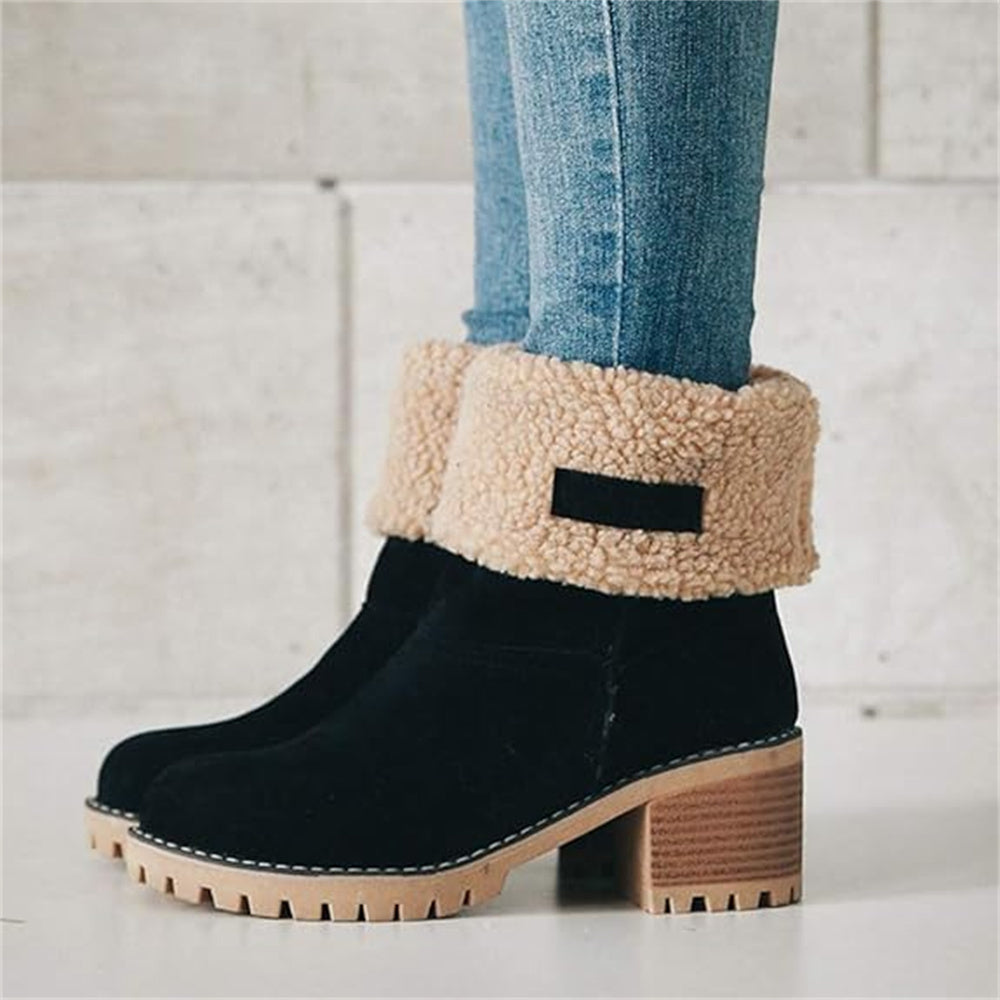 Kängor för kvinnor | Faux Shearling Cuff Ankelstil