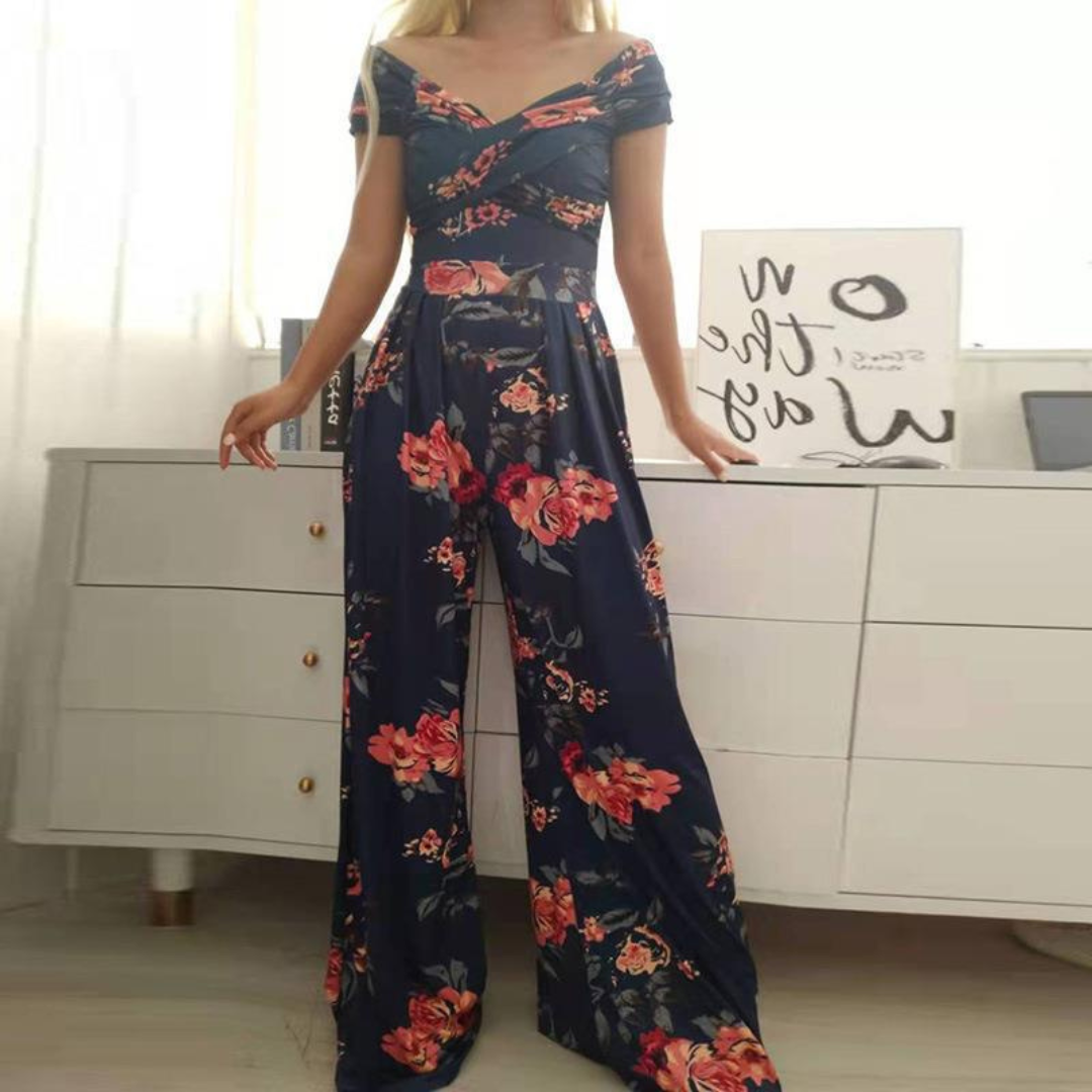 Kvinnors Vida Byxdress | Off-Shoulder Wrap Blommig