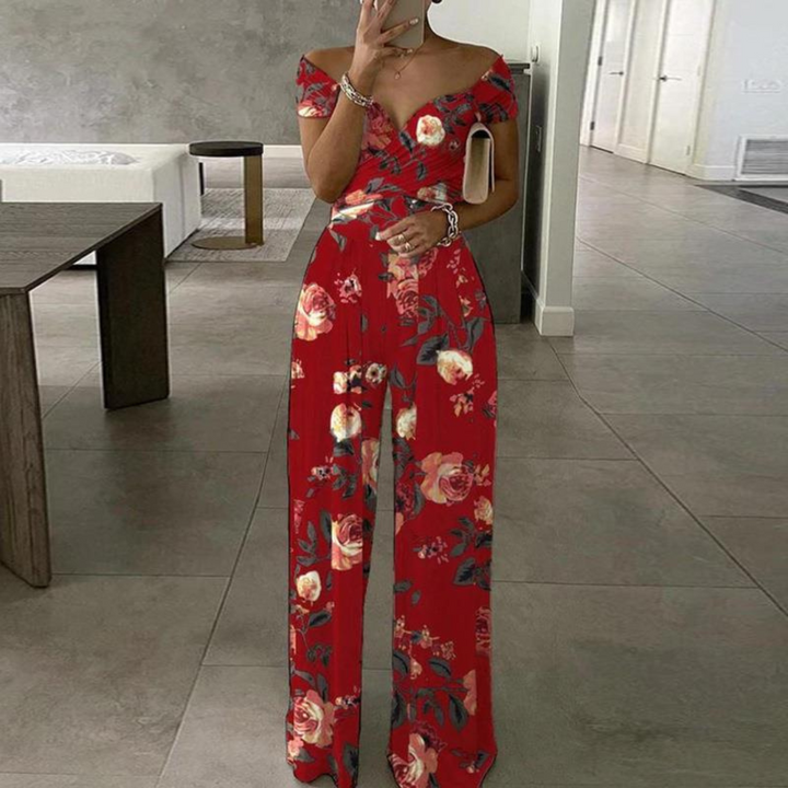 Kvinnors Vida Byxdress | Off-Shoulder Wrap Blommig