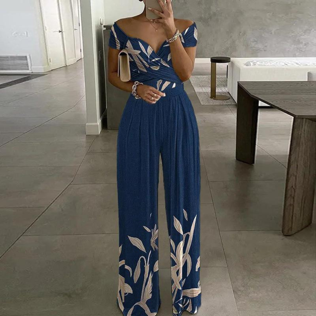 Kvinnors Vida Byxdress | Off-Shoulder Wrap Blommig