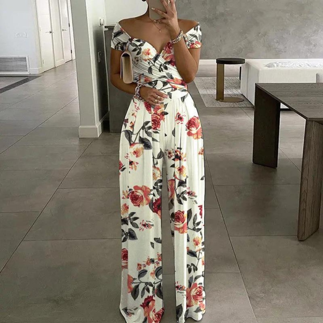 Kvinnors Vida Byxdress | Off-Shoulder Wrap Blommig