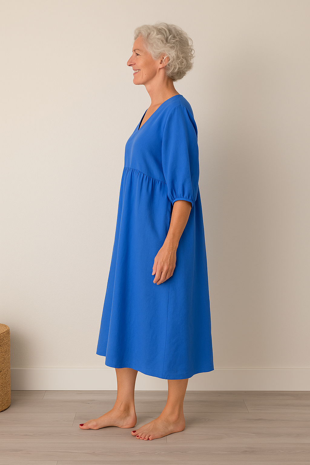 Kvinnors Midi Sommardress | V-Hals A-Linje
