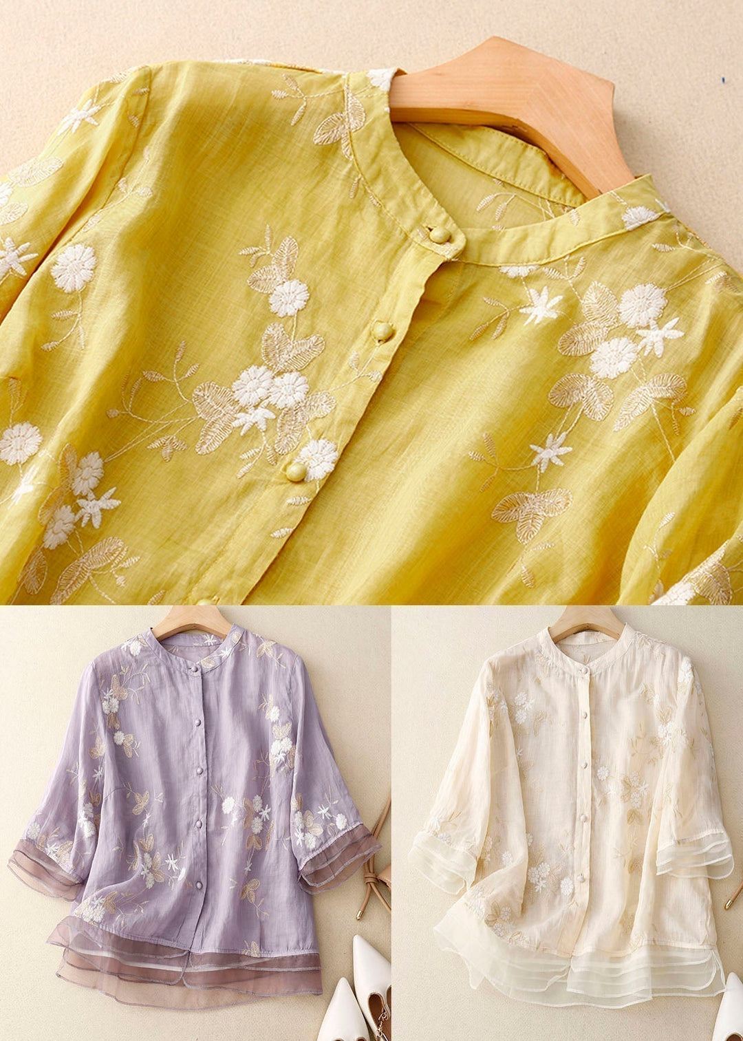 Kvinnors Blus | Broderade Accenter