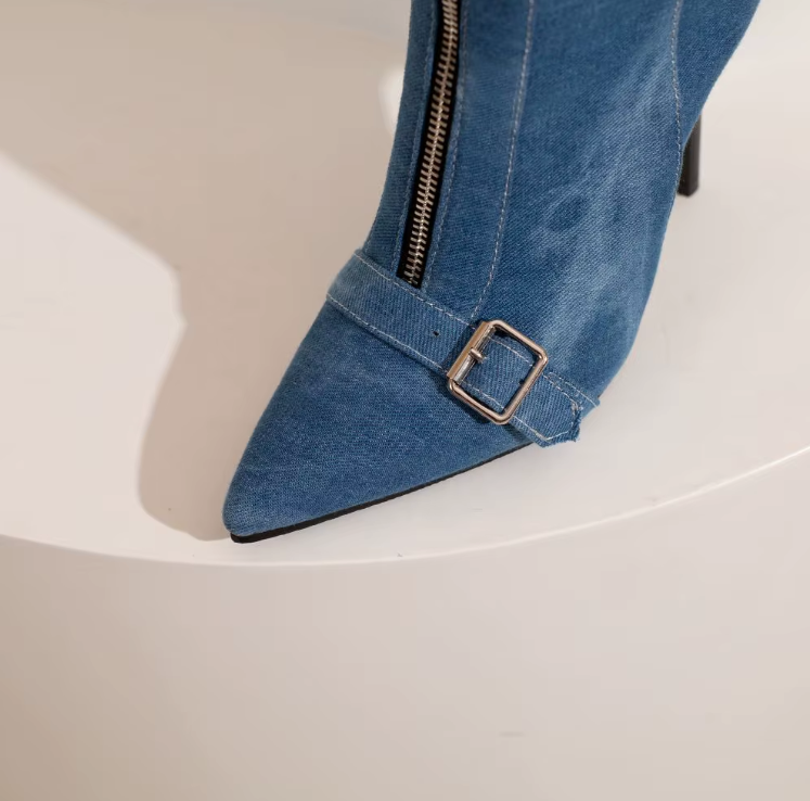 Kängor För Kvinnor | Spetsig Tå Ankelsandal med Stiletto Klack