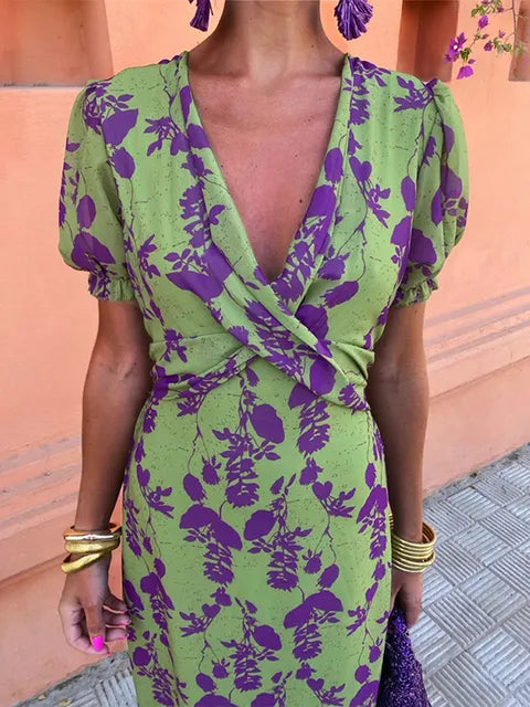Kvinnors Klänning | Blommig Tryckdesign Maxi