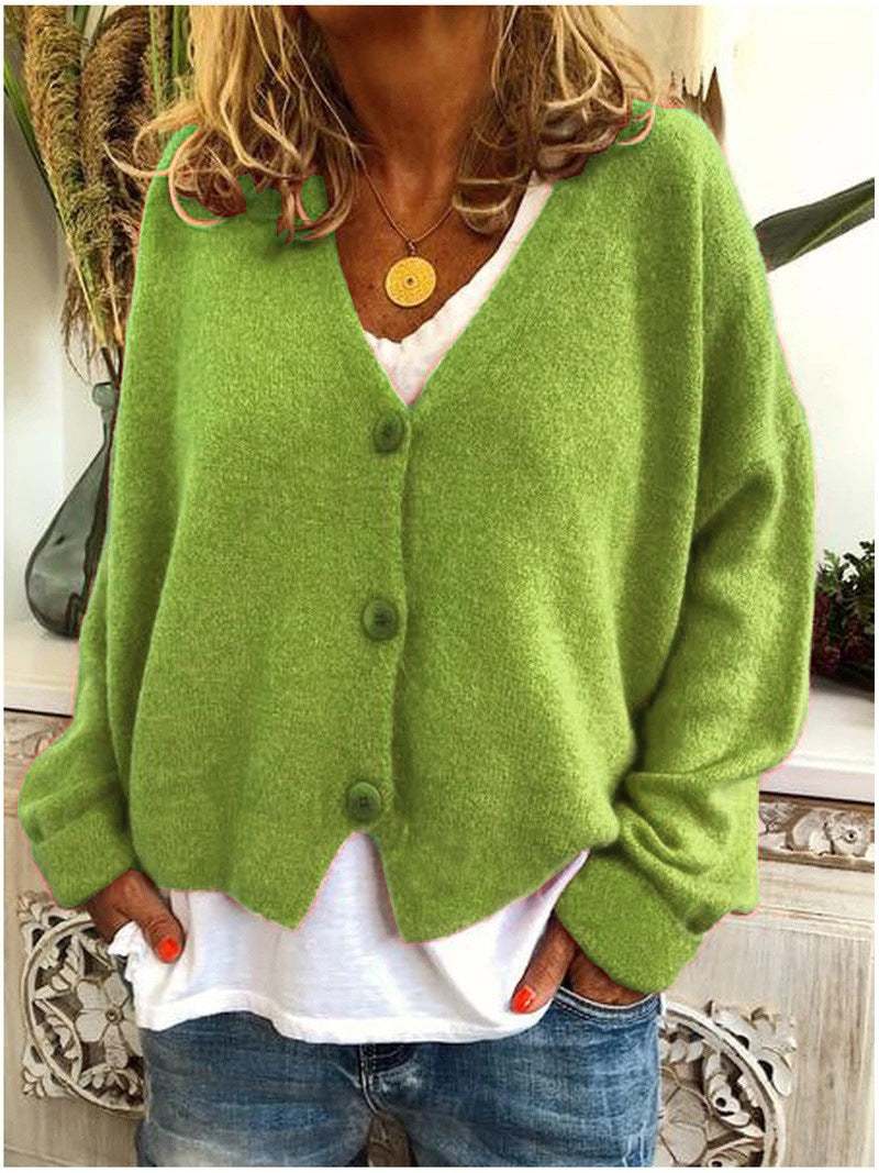 Kvinnors Cardigan | V-Hals Långärmad Knapplock