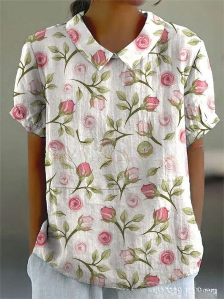 Kvinnors Blus | Blommig med Spetskrage