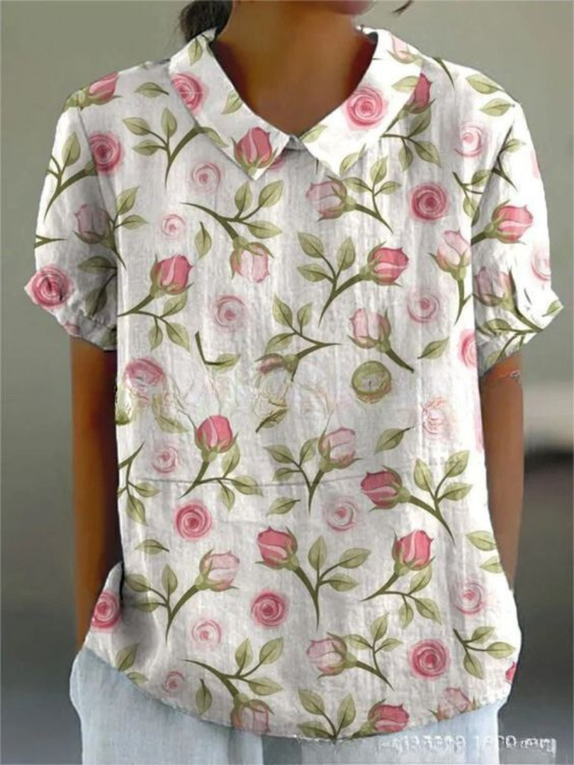 Kvinnors Blus | Blommig Tryck Krage