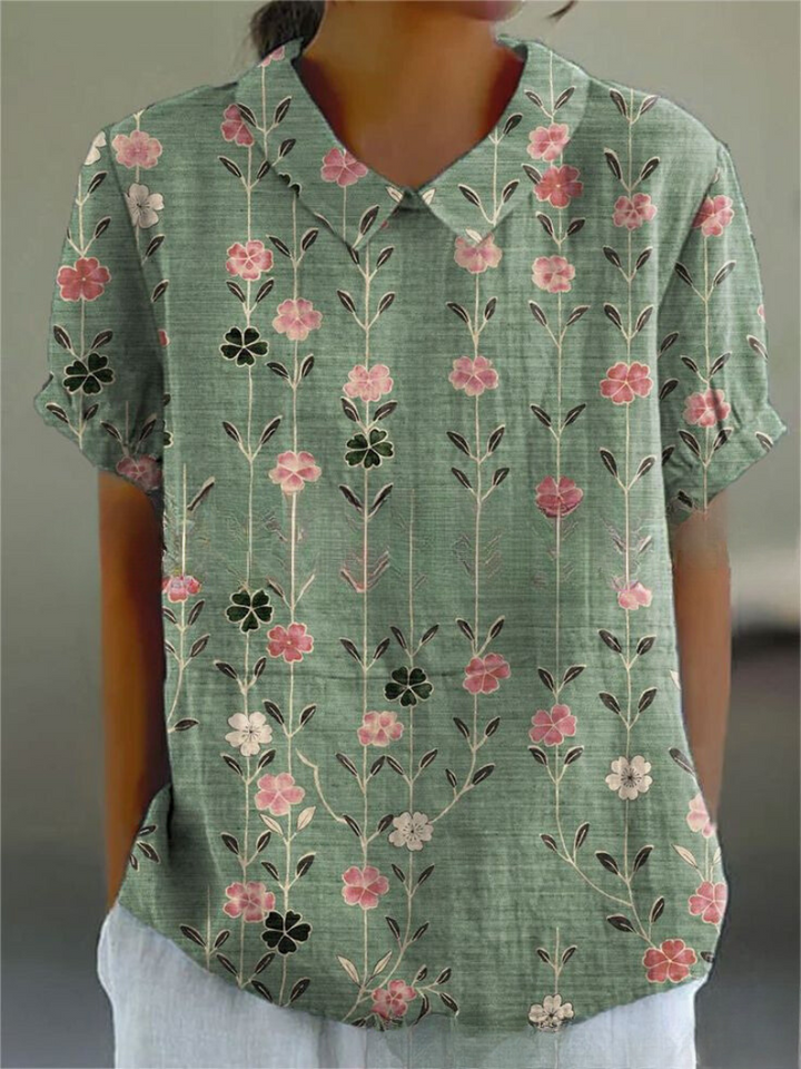 Kvinnors Blus | Blommig med Spetskrage