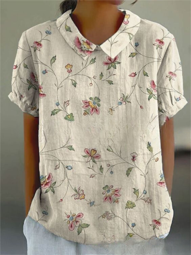 Kvinnors Blus | Blommig med Spetskrage