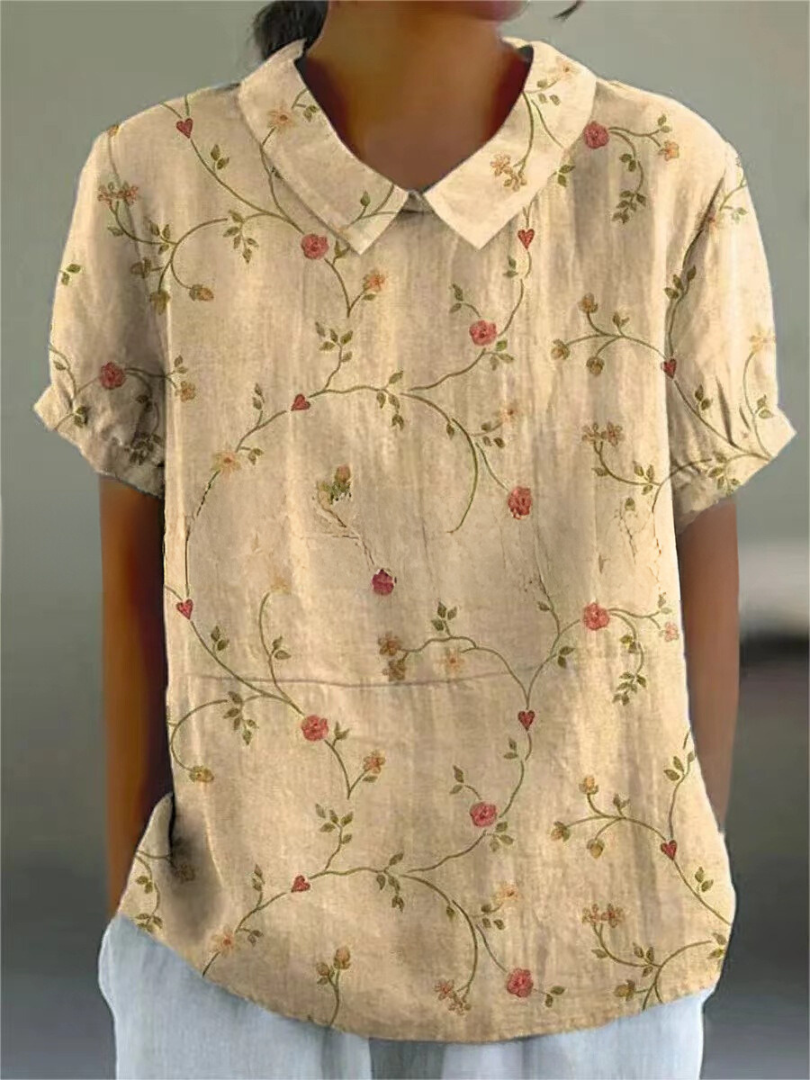 Kvinnors Blus | Blommig med Spetskrage