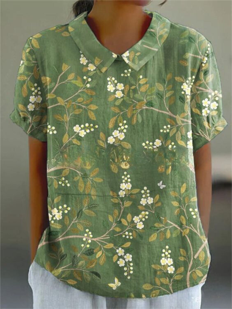 Kvinnors Blus | Blommig med Spetskrage