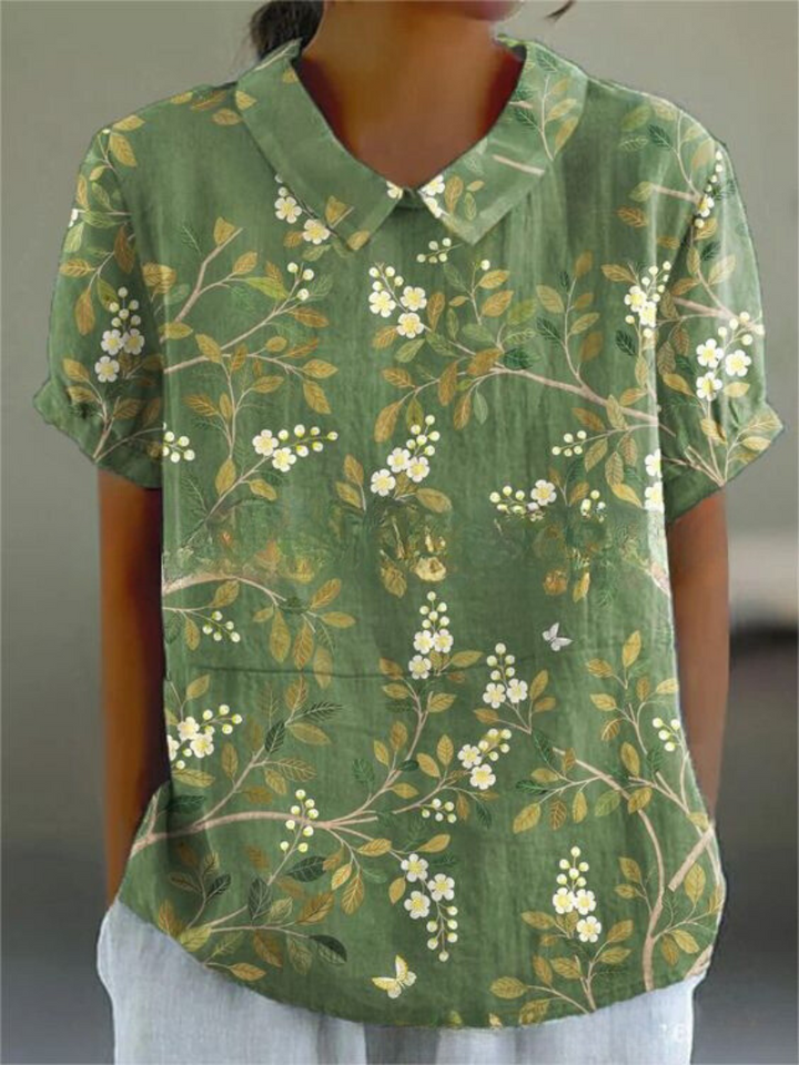 Kvinnors Blus | Blommig med Spetskrage