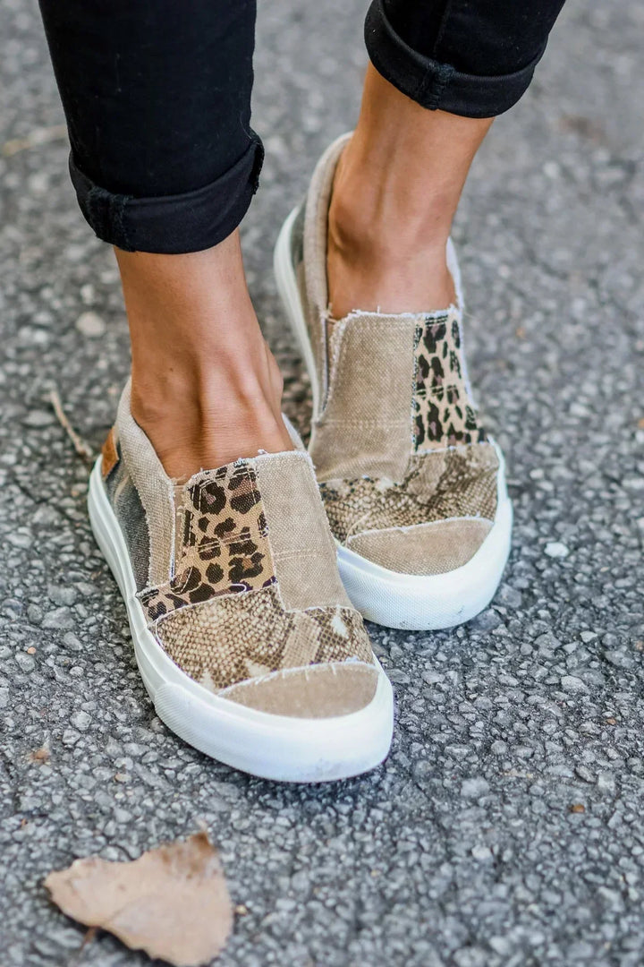 Loafers För Kvinnor | Slip-On Mönstrad Överdel