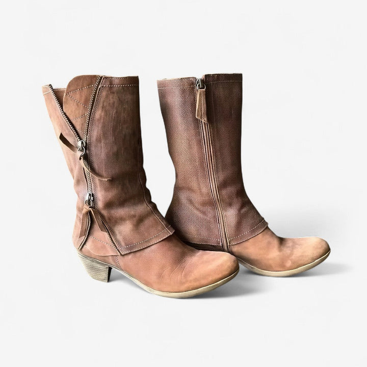 Stövlar för kvinnor | Mid-Calf Sidodragkedja Detalj
