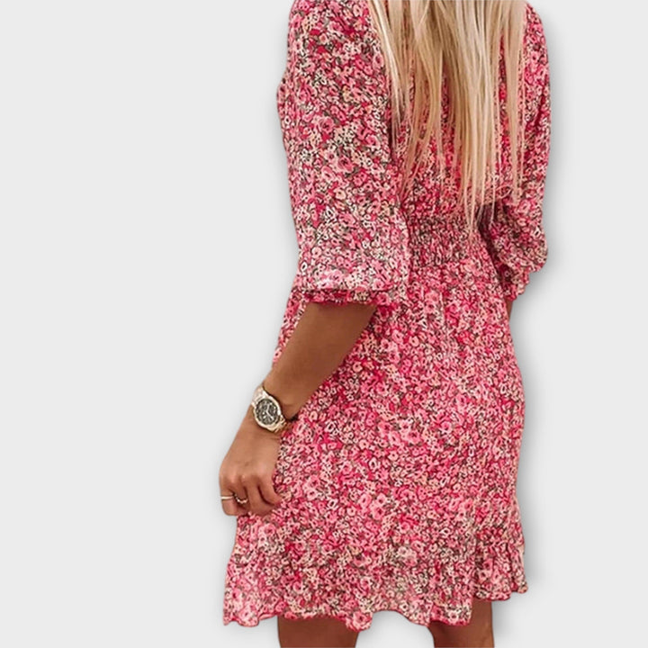 Kvinnors Klänning | Blommig Puffärmad Mini