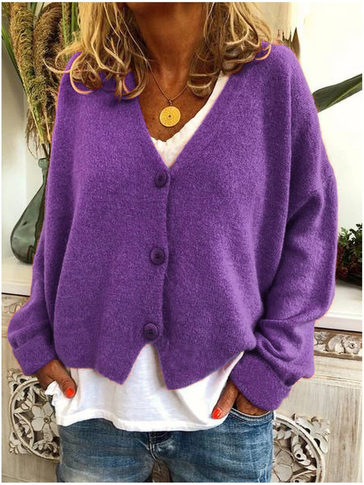 Kvinnors Cardigan | V-Hals Långärmad Knapplock