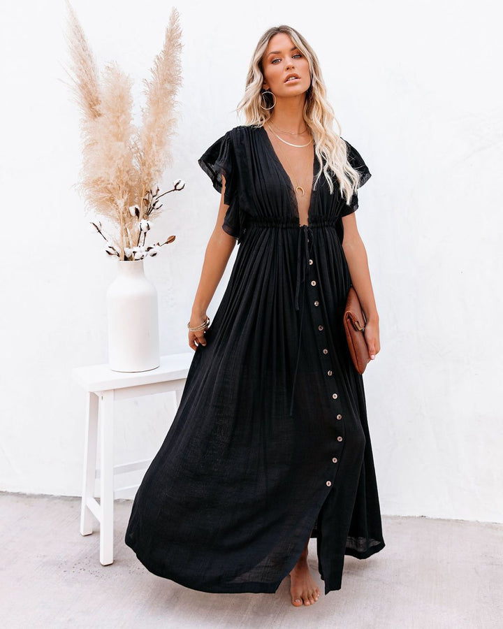 Kvinnors Boho Maxi Klänning | Draperad