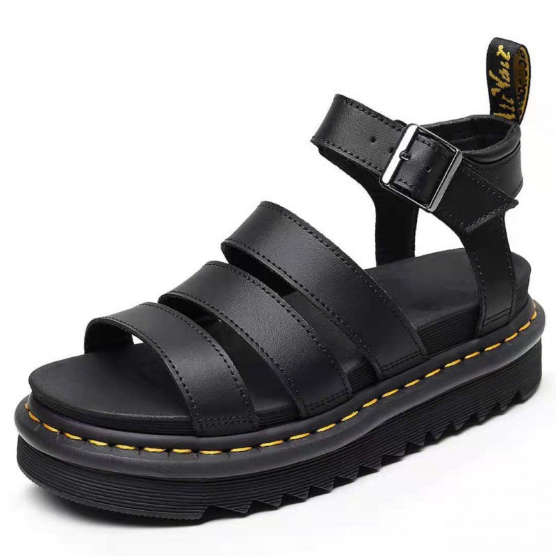 Sandaler för kvinnor | Triple Strap Plattform Ankelspänne