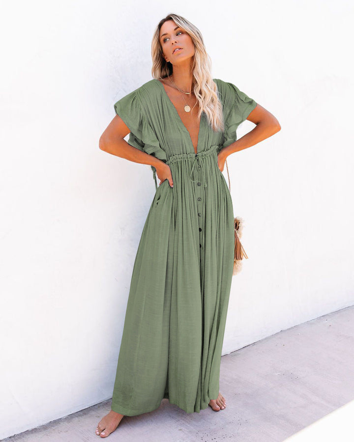 Kvinnors Boho Maxi Klänning | Draperad