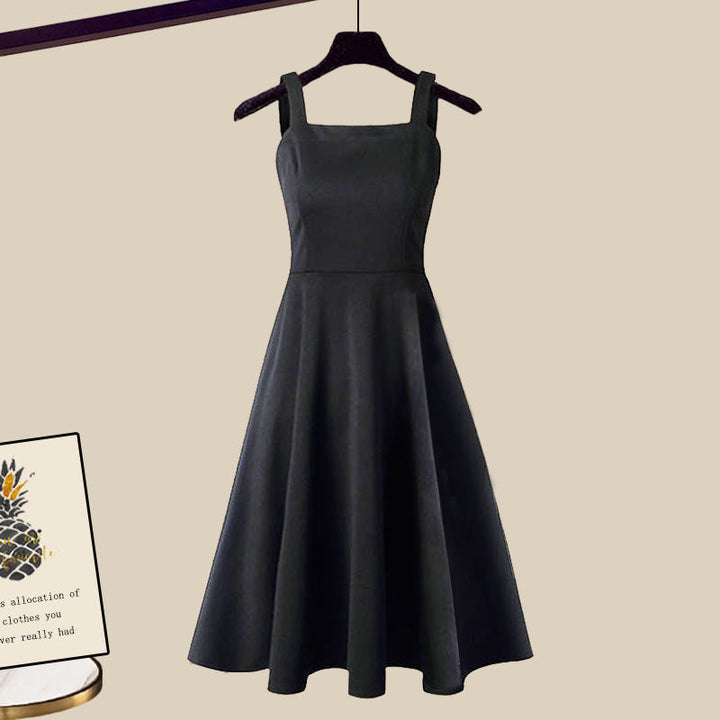 Kvinnors Outfit Set | Ärmlös Klänning med Kort Kardi