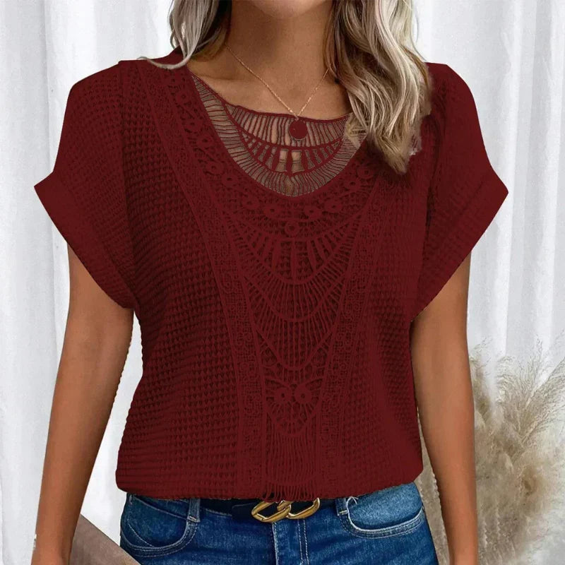Kvinnors Blus | Dekorativt Virkat Stil