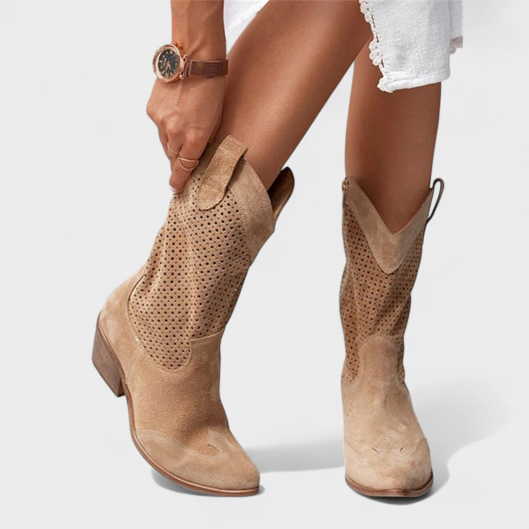 Kängor för Kvinnor | Mid-Calf Perforerat Detalj