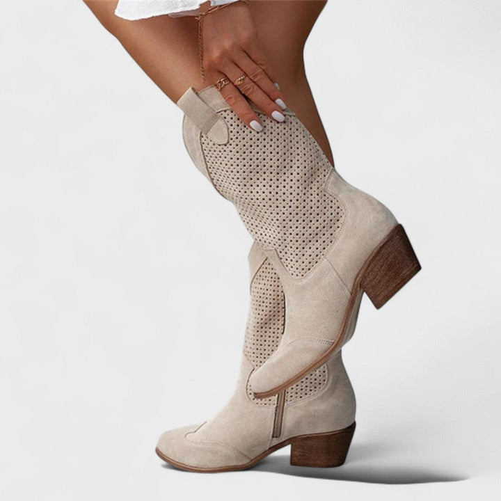 Kängor för Kvinnor | Mid-Calf Perforerat Detalj