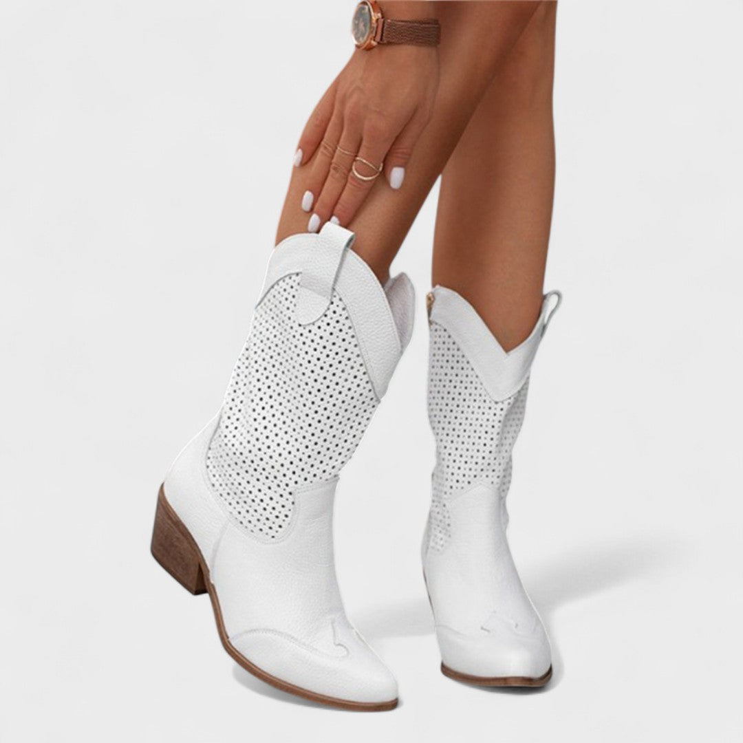 Kängor för Kvinnor | Mid-Calf Perforerat Detalj